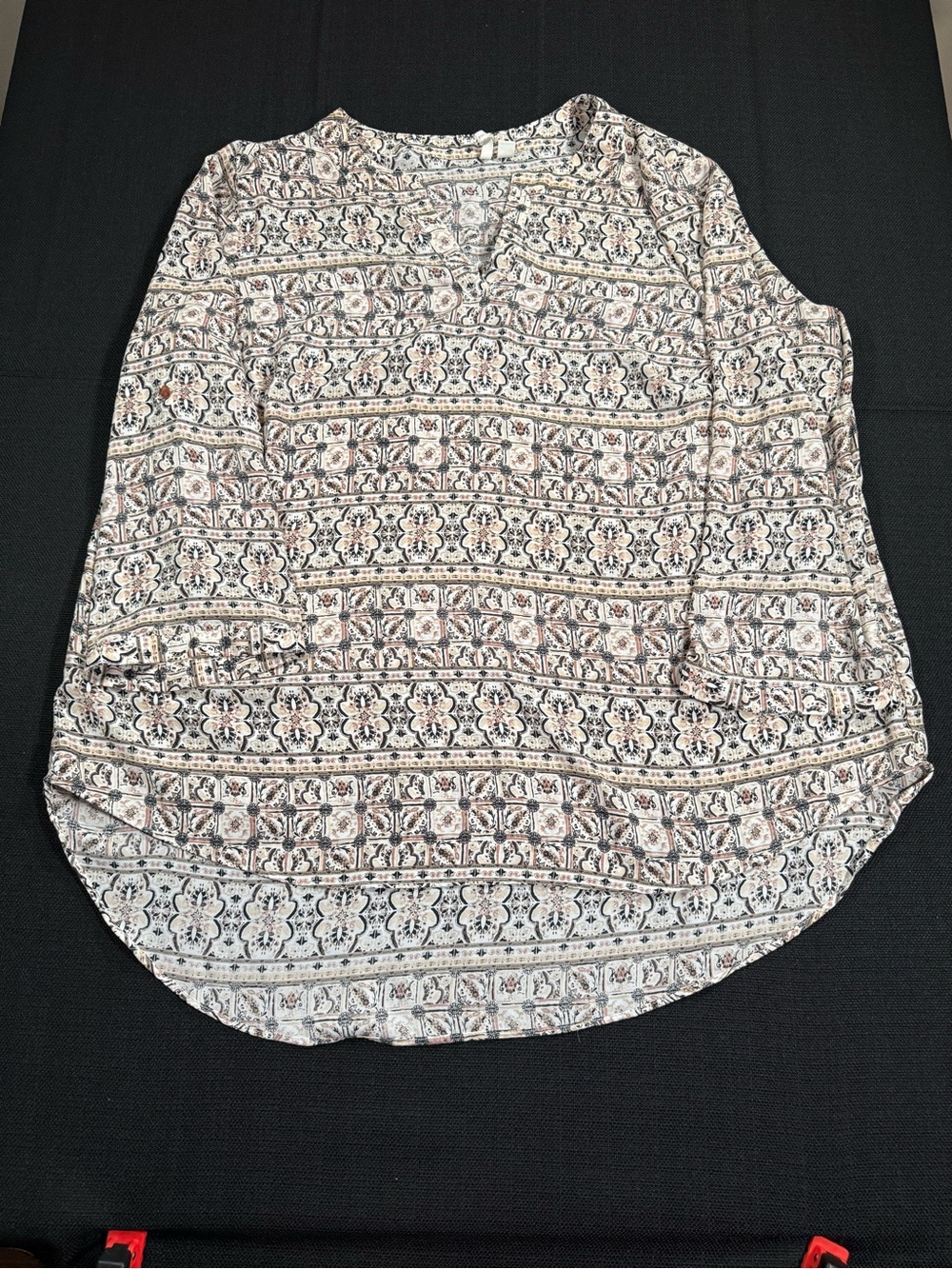 Cato‎ Cream Floral-Print V-Neck Tunic